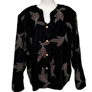 Vintage Black Velour Glitter Jacket Size 18W Maggie McNaughton Evening Party